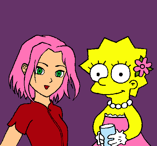 Dibujo Sakura y Lisa pintado por spaceame
