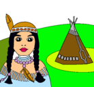 Dibujo India y tepee pintado por gavy