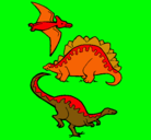 Dibujo Tres clases de dinosaurios pintado por felipe