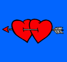 Dibujo Dos corazones con una flecha pintado por gkni