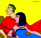 Dibujo César y Cleopatra pintado por vivialinda