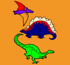 Dibujo Tres clases de dinosaurios pintado por XABINACHO