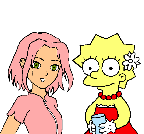 Dibujo Sakura y Lisa pintado por donovan