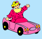 Dibujo Muñeca en coche descapotable pintado por animaciones