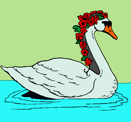 Cisne con flores