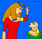 Dibujo Madre e hijo egipcios pintado por garrido