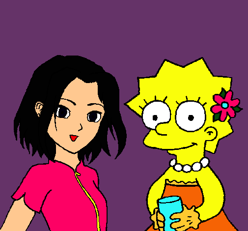 Dibujo Sakura y Lisa pintado por Celia 