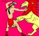 Dibujo Gladiador contra león pintado por tyursuut6r7utut