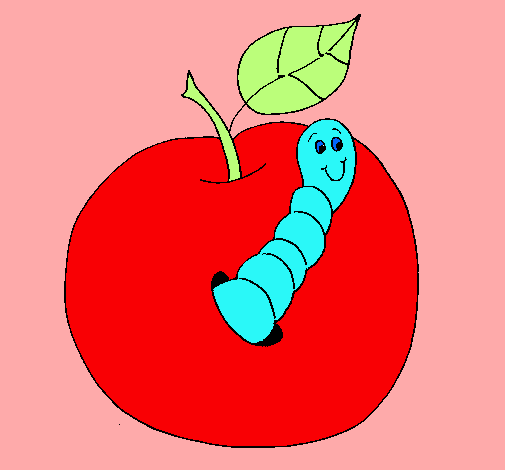 Manzana con gusano