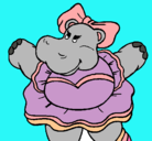 Dibujo Hipopótama con lazo pintado por hipopotamo