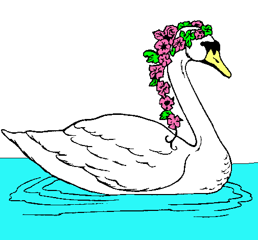 Cisne con flores