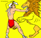 Dibujo Gladiador contra león pintado por eric