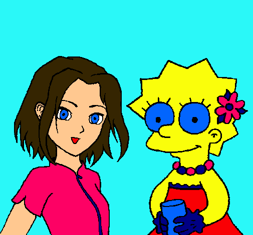 Dibujo Sakura y Lisa pintado por ALISIA 