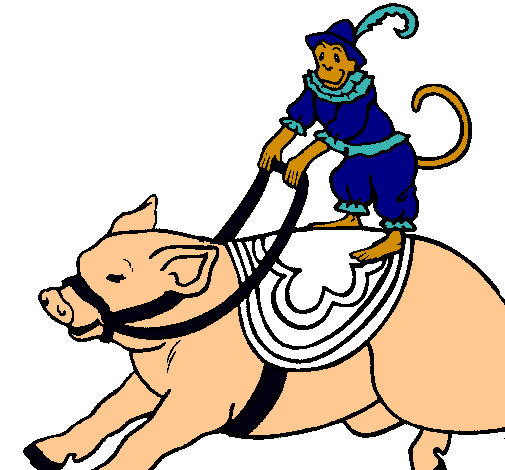 Dibujo Mono y cerdo pintado por donovan