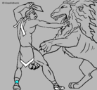 Dibujo Gladiador contra león pintado por cabreralopez