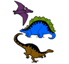 Dibujo Tres clases de dinosaurios pintado por oscar