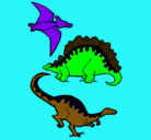 Dibujo Tres clases de dinosaurios pintado por jovani