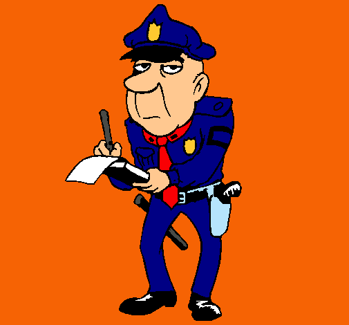 Dibujo Policía haciendo multas pintado por paola
