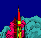 Dibujo Lanzamiento cohete pintado por kila