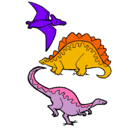 Dibujo Tres clases de dinosaurios pintado por Meritxell