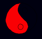 Dibujo Yin yang pintado por fuego