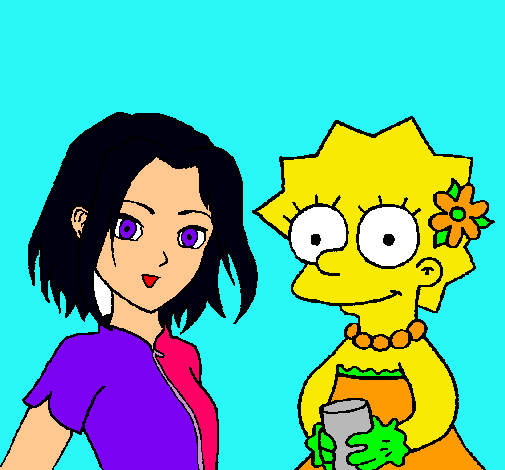 Dibujo Sakura y Lisa pintado por diannymar
