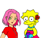 Dibujo Sakura y Lisa pintado por flooh 