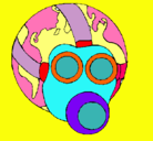 Dibujo Tierra con máscara de gas pintado por ALVARO