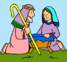 Dibujo Adoran al niño Jesús pintado por hannia
