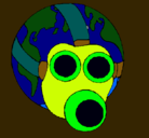 Dibujo Tierra con máscara de gas pintado por yesith