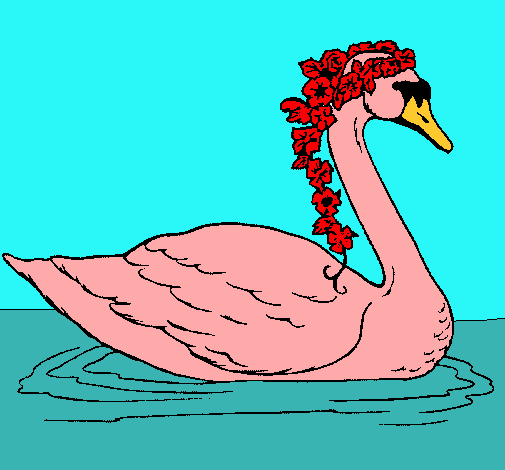 Cisne con flores