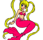 Dibujo Sirena con perlas pintado por Mini