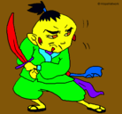 Dibujo Guerrero con espada pintado por chntarela