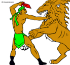 Dibujo Gladiador contra león pintado por SILVIA
