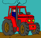 Dibujo Tractor en funcionamiento pintado por pablo