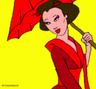 Dibujo Geisha con paraguas pintado por vivialinda
