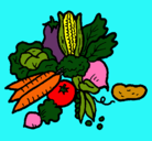 Dibujo verduras pintado por Celia 