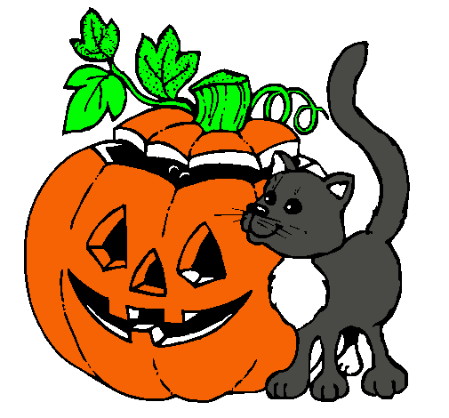 Calabaza y gato