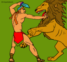Dibujo Gladiador contra león pintado por santiagsagsdghz