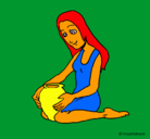 Dibujo Mujer y jarrón pintado por wich