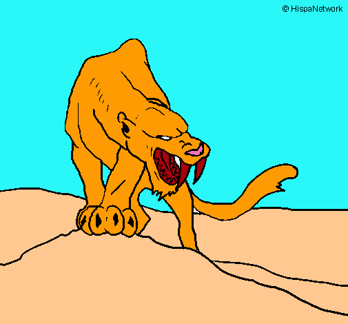 Dibujo Tigre con afilados colmillos pintado por Angelito 
