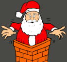 Dibujo Papa Noel en la chimenea pintado por darlyn
