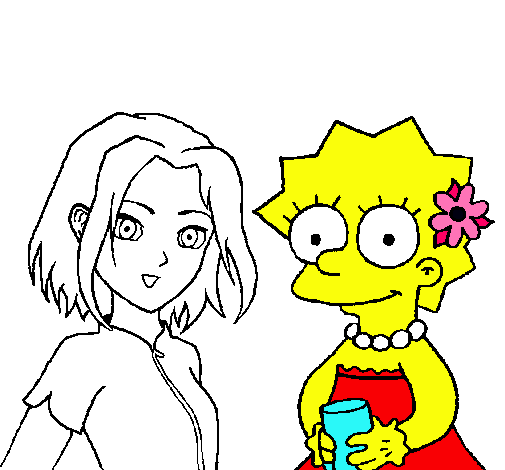 Dibujo Sakura y Lisa pintado por fernandita