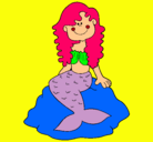 Dibujo Sirena sentada en una roca pintado por camila 