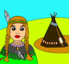 Dibujo India y tepee pintado por albasan