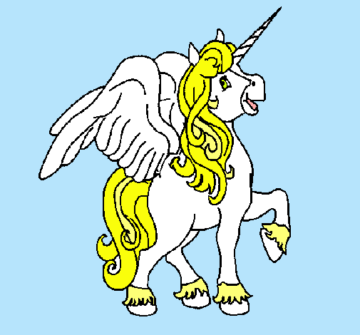 Dibujo Unicornio con alas pintado por hitany