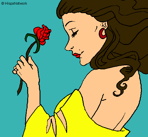 Dibujo Princesa con una rosa pintado por aneliz