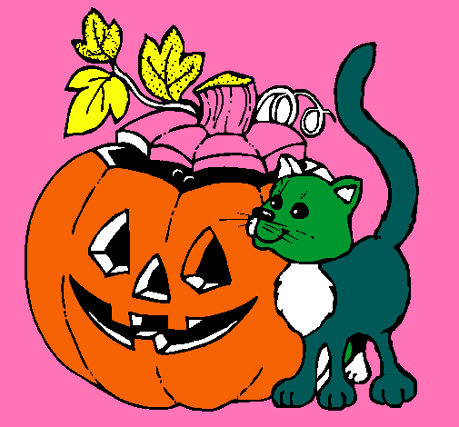 Calabaza y gato