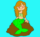 Dibujo Sirena sentada en una roca pintado por bonita