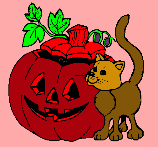 Calabaza y gato